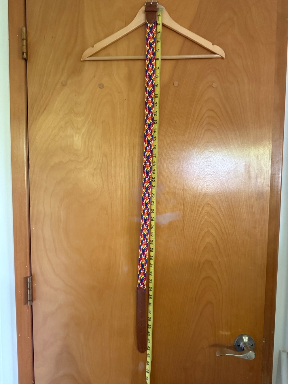 Braided Multicolor Women's Belt with Brown Leather Accents